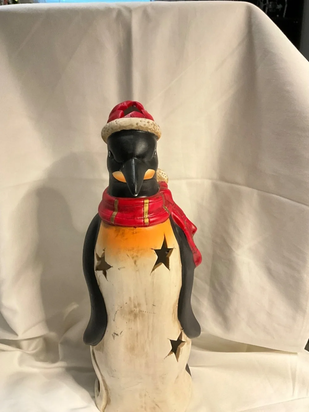 Vintage-Style Ceramic Penguin Holiday Luminary Figurines - Set of 2